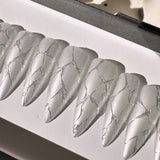 Handmade- Shattered Mirror Chrome Sliver Press On Nail Set