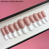 Handmade- Classic Timeless White French Tip- Pick Your Base Color!