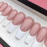 Handmade- Classic Timeless White French Tip Press On Nail Set