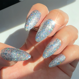 Handmade- Platinum Sparkly Glitter Press On Nail Set- Pick One Color!