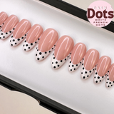 Handmade- White French Dots- White French with Back Polka Dot Detail Press On Nail Set