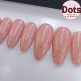 Handmade- Rosie Stardust Dots- Pink Base Gold Polka dots Press On Nails