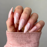 Instant Glam- Peony Cascade, Almond Pink Marble Press On Nail Set
