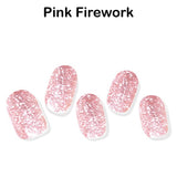 Instant Gel Manicure- Pink Firework, Semi-Cured Gel Nail Wrap