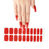 Instant Gel Manicure- Red Firework, Semi-Cured Gel Nail Wrap
