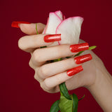 Instant Gel Manicure- Red Firework, Semi-Cured Gel Nail Wrap