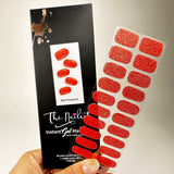 Instant Gel Manicure- Red Firework, Semi-Cured Gel Nail Wrap