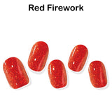 Instant Gel Manicure- Red Firework, Semi-Cured Gel Nail Wrap