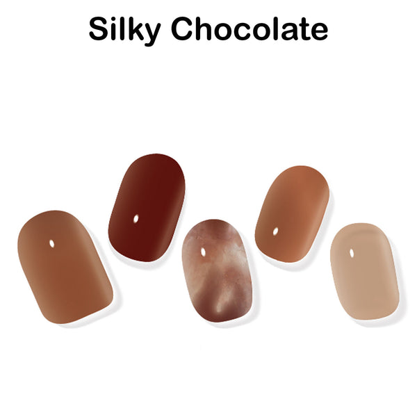Instant Gel Manicure- Silky Chocolate, Semi-Cured Gel Nail Wrap