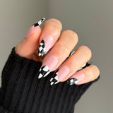 Handmade- Twister Black N White, Grand Prix Checker Press On Nails
