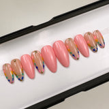 Handmade- Lucky Link Pink Multi Color Press On Nail Set