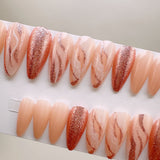 Instant Glam- Peony Cascade, Almond Pink Marble Press On Nail Set
