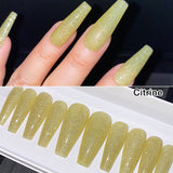 Ready To Ship Now Set - Shiny Sparkly Flash Reflective, C-Curve Long Coffin, Size M