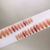 Instant Glam- Peony Cascade, Almond Pink Marble Press On Nail Set