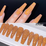 Ready To Ship Now Set - Shiny Sparkly Flash Reflective, C-Curve Long Coffin, Size M