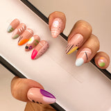Handmade- Doodle Land, Modern Art Abstract Press On Nail Set