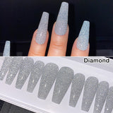 Ready To Ship Now Set - Shiny Sparkly Flash Reflective, C-Curve Long Coffin, Size M