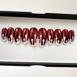 Handmade- Snowfall Red Glitter with White Drip Detailed Press On Nail Set