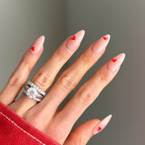 Handmade- Red Kisses and Hugs, Mini Heart Detail Valentines Day Press On Nail Set