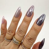 Handmade- Glazed Chrome Multi-Color Cool Nude Press On Nail Set