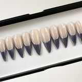 Handmade- Tinsel Town French, Blue Cat-eye French Silver Chrome Press On Nail Set