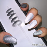Handmade- Icy Shimmery Cat-Eye Press On Nails