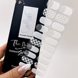 Instant Gel Manicure- Porcelain Checker, Semi-Cured Gel Nail Wrap