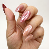Handmade- Glazed Chrome Multi-Color Maroon Press On Nail Set