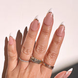 Handmade- Gold Chain White French Press On Nail Set