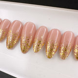 Handmade- Gold Flakes Ombre Press On Nails