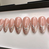 Handmade- Magical Aurora Collection- Pearlized Glam Press On Nail Set