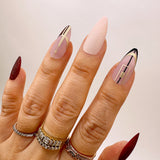 Instant Glam- Geo Wine, Almond Wine Burgundy and Light Pink Geometric Pattern Press On Nail Set