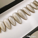 Handmade- Icy Shimmery Cat-Eye Press On Nails