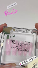 Instant Luxury Acrylic Press-on Nails- Watermelon Sugar- C-Curve Long Coffin