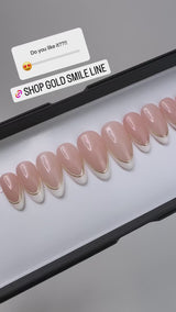 Handmade- Gold Smile Line, French with Gold Line Press On Nails