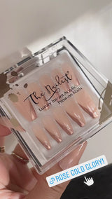 Instant Luxury Acrylic Press-On Nails- Rose Gold Glory- Medium Coffin