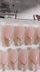 Instant Luxury Acrylic Press-On Nails- Gold Rush- Almond