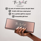 Gift Box 3 Set Combo *Soft Quartz* C-Curve Long Coffin Instant Luxury Acrylic Press On Nails