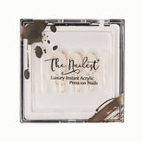 Instant Luxury Acrylic Press-On Nails- White Quartz- C-Curve Long Coffin