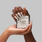 Instant Luxury Acrylic Press-On Nails- White Quartz- C-Curve Long Coffin