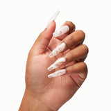 Instant Luxury Acrylic Press-On Nails- White Quartz- C-Curve Long Coffin