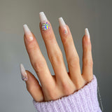 Dazzle Baby Boomer Nude Crystal Accent Medium Coffin Nail Set