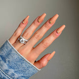 Instant Luxury Acrylic Press-On Nails- Honey Bling- Medium Coffin