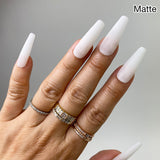 Handmade- Solid White Opal Milk Press on Nails set- Glossy or Matte
