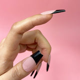 Handmade- Classic Timeless Black French Tip Press On Nail Set