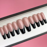 Handmade- Classic Timeless Black French Tip Press On Nail Set