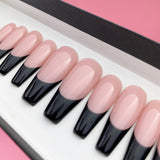 Handmade- Classic Timeless Black French Tip Press On Nail Set