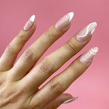 Handmade- Groove Swirly White Line Negative Space Press On Nail Set