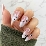 Handmade- Soph Ombre Chrome Donut Glazed W/ Black Heart and Dots Press On Nail Set
