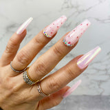 Handmade- Floral Freshener Chrome Press On Nails